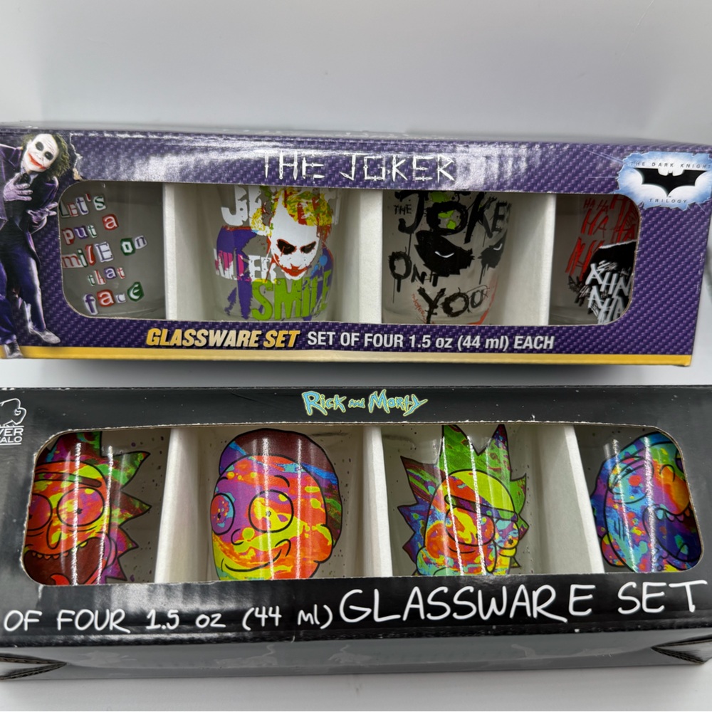 Rick and Morty and the Joker shot glass set
